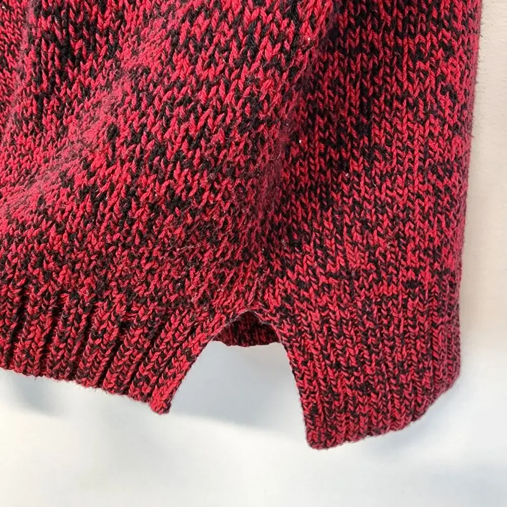 LRL Ralph Lauren Womens Boat Roll Neck Sweater Size L Red Black Tight Knit